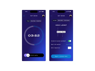 Dunk Ice Bath Timer / UI Design app ui ux