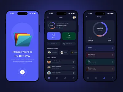 File Manager Mobile App UX UI Design app ui design cloud document file management file manager file manager app filemanagerapp ios minimal mobile apps mobileappdesign productivityapp saas application storage ux ui design