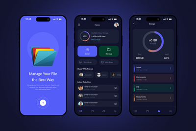 File Manager Mobile App UX UI Design app ui design cloud document file management file manager file manager app filemanagerapp ios minimal mobile apps mobileappdesign productivityapp saas application storage ux ui design