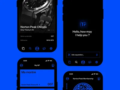 Norton Peak – App app application design customer app graphic design identity norton peak ui ui design uiux ux ux design watch brand