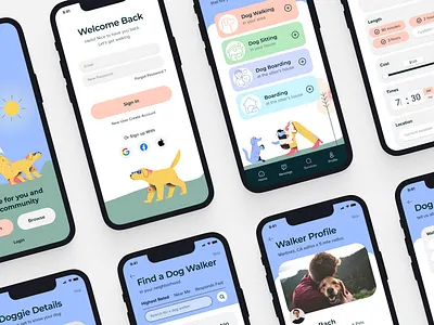 Paw Tails - Dog Walking App Case Study animation app branding design graphic design icon illustration product design typography ui ux uxui vector