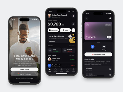 Personal Finance Mobile App account app balance card clean design fintech fireart ios money transactions ui ux