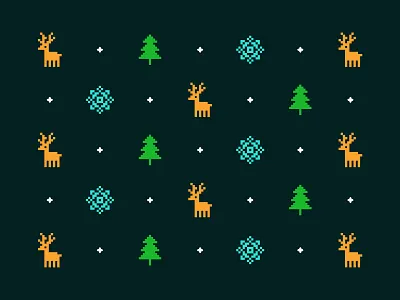 Christmas Pattern christmas christmas tree decoration deer happy holiday holiday illustration pattern pixel snowflake