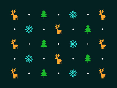 Christmas Pattern christmas christmas tree decoration deer happy holiday holiday illustration pattern pixel snowflake