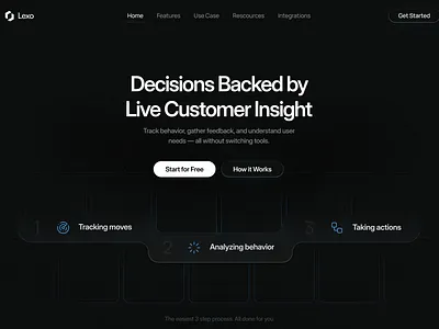 Real-Time Customer Insight Platform – SaaS Landing Page analytics ui behavior analytics clean ui customer insight dark mode design enterprise saas modern landing page saas platform user behavior ux ui design