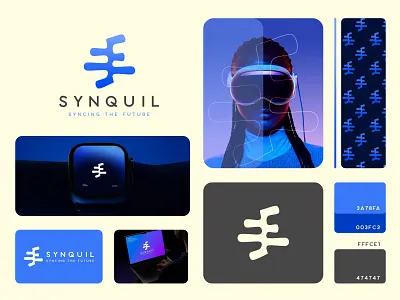 Tech logo branding design brandidentity branding brandingstudio design digitalbranding futuristicbrand futuristicdesign gradientdesign graphic design innovationdesign logodesign minimallogo modern modernlogo synquil techbranding techvisuals uiconcept visualidentity wearabletech