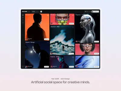 Artificial social space for creative minds. ai artificial intelligence branding crypto dark design esports game illustration logo social media ui ux website