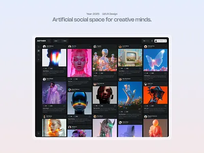 Artificial social space for creative minds. ai artificial intelligence branding crypto dark design esports game illustration logo social media ui ux website