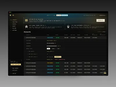 Accounts Dashboard (Futures trading app) admin app dark mode dashboard design enterprise finance fintech futures minimal product design saas software stocks trading ux web app web3