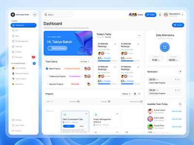 Task Management Employee Overview screen analytics application crm dashboard graphs hr management product design project saas task task management team web application