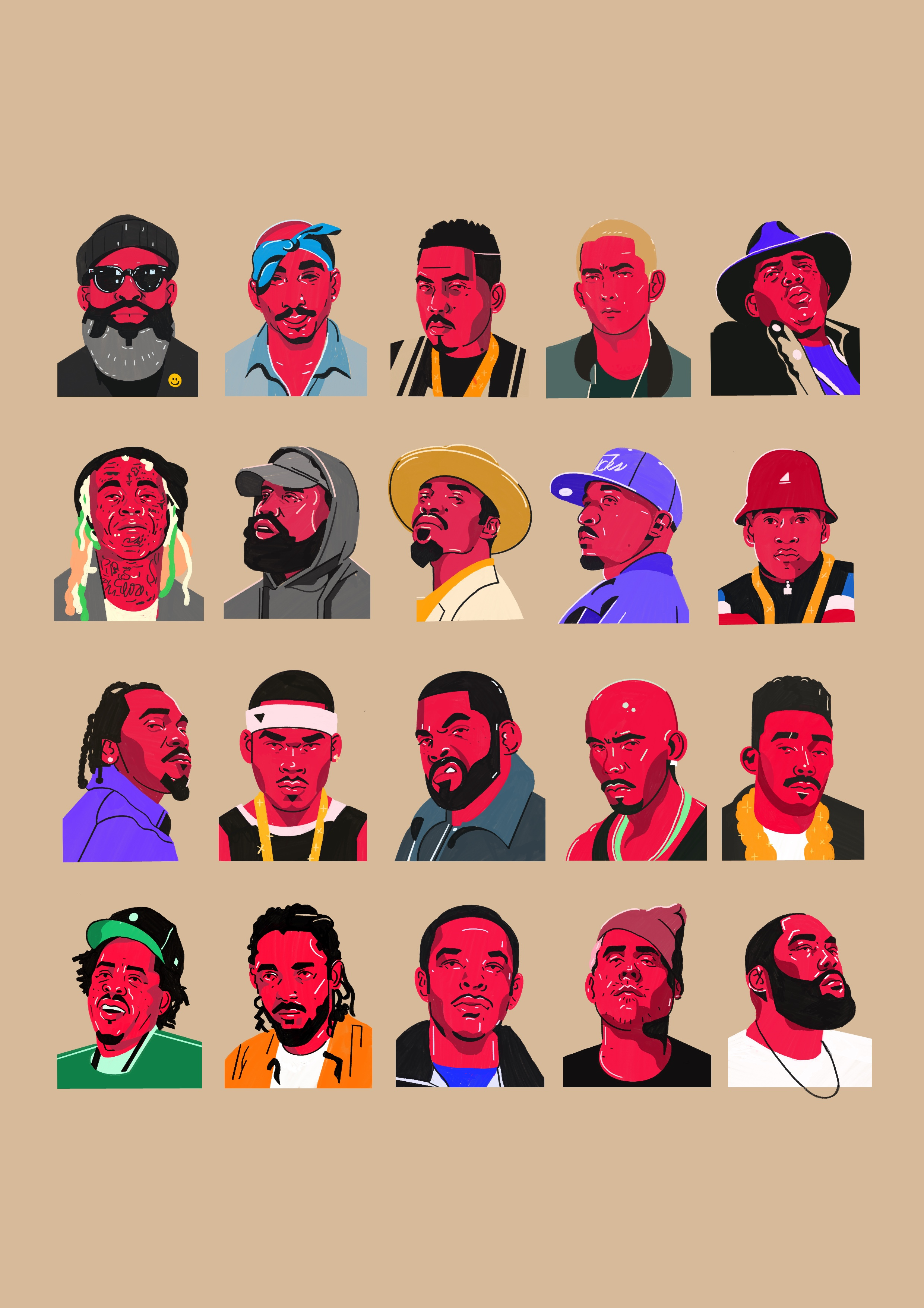 Rap is Cool - V01 character design faces illustrated illustration illustrations illustrator people portrait portrait illustration procreate rap is cool rapper portraits rappers