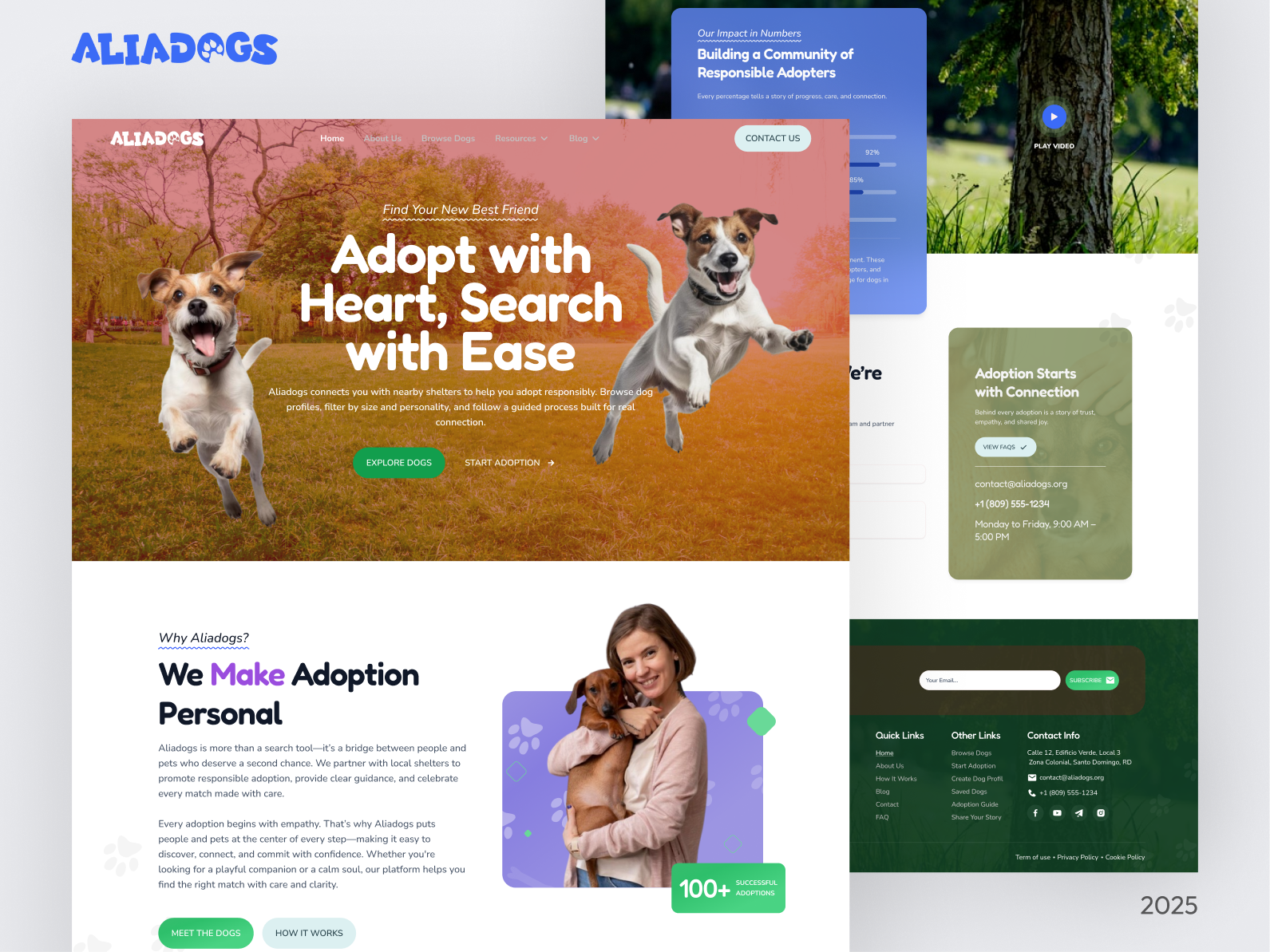 Aliadogs - Find your ideal friend adoption design dogs figma landing landing page pagina web pet ui website