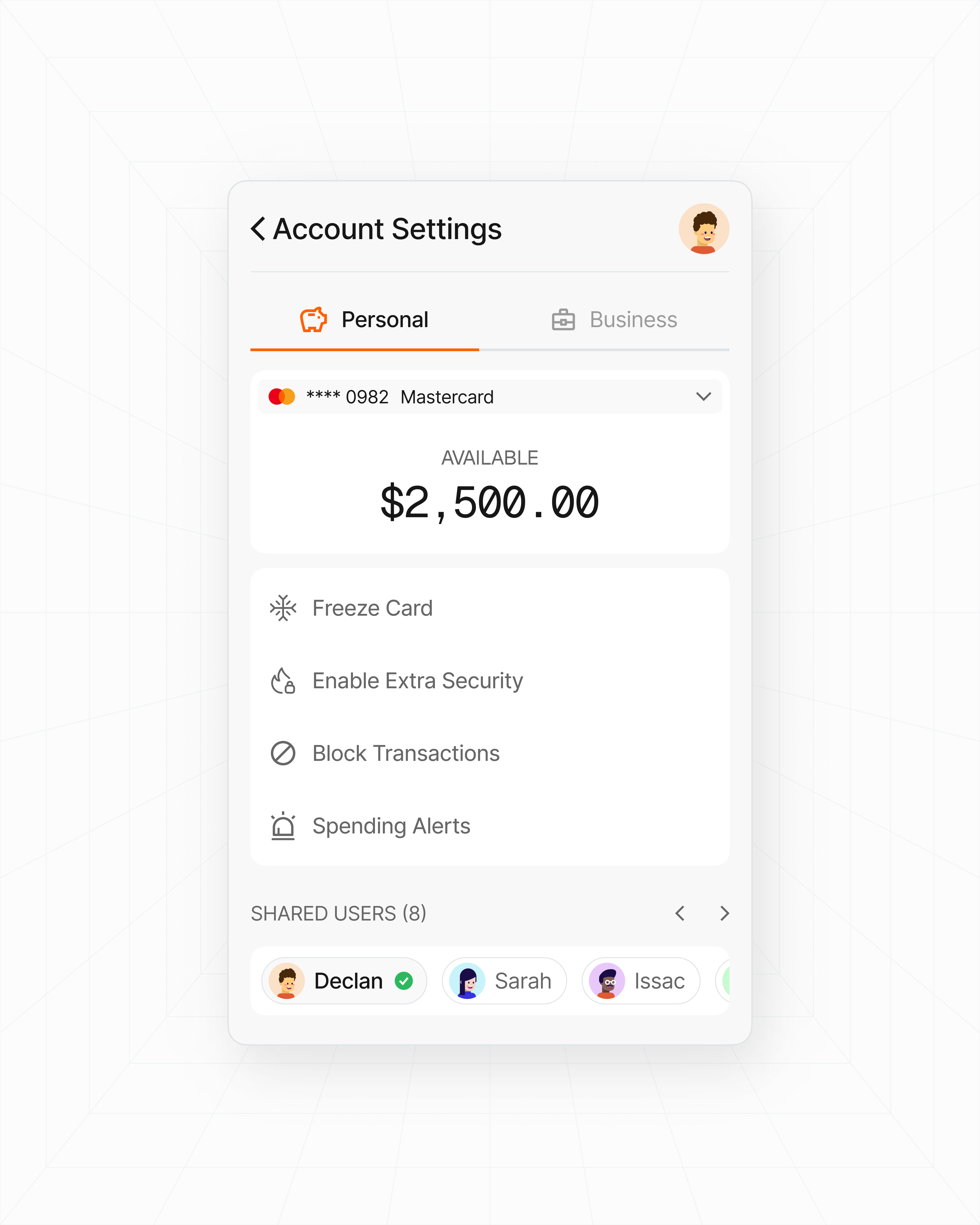 Account Settings UI account settings account settings ui clean fintech graphic design minimal startup tech ui