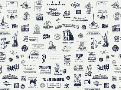 Custom Illustrated Wallpaper Pattern for an Ad Agency advertising design branding branding illustration collage illustration environmental graphics graphic design handdrawn icon illustration illustration large scale graphics pattern illustration repeat pattern retro retro illustration surface pattern design vintage vintage illustration wallpaper design