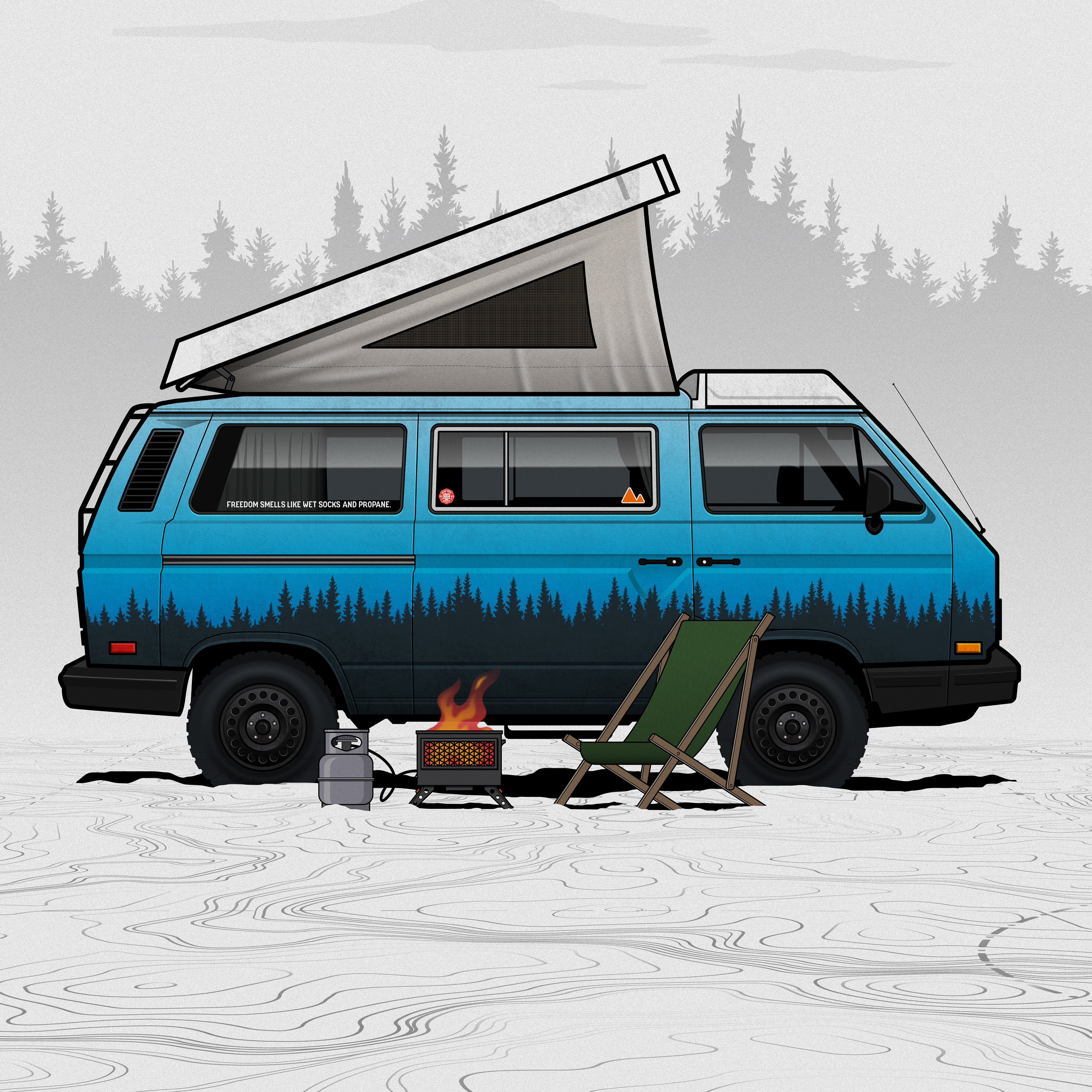 Gone again in the Vanagon 4x4 adobe camping illustration van vanagon vehicle volkswagon