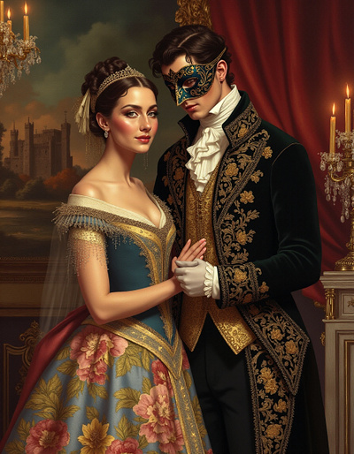 saturnia Masquerade Ball cover art work graphic design historical romance regency saturnia