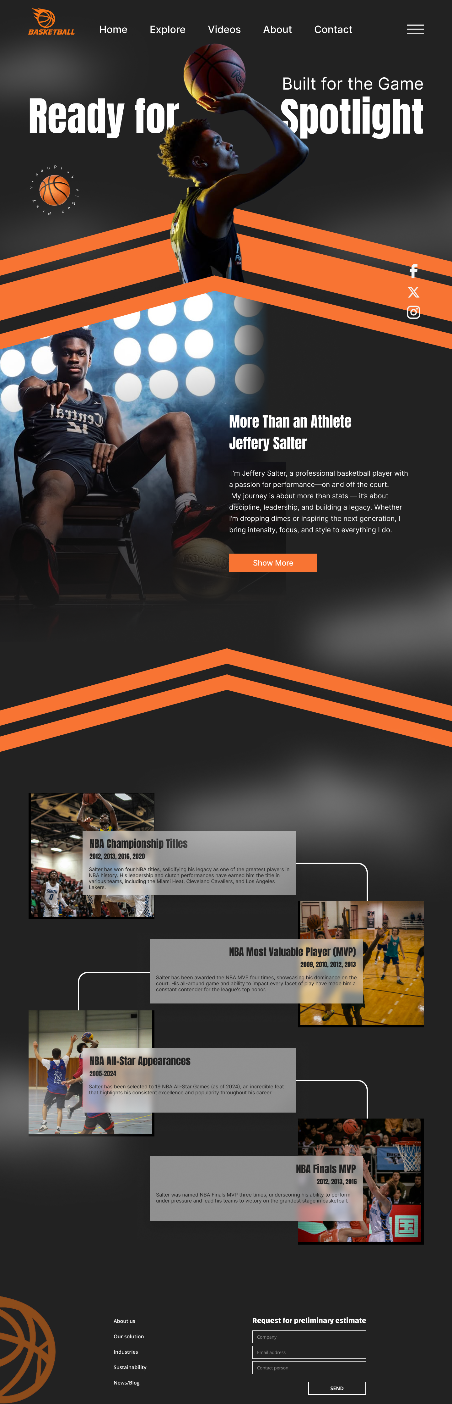 Basketball Landing Page — Concept UI/UX clean layout sports energy ui