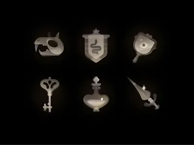 Gothic icons concept game gradient graphic design illustration key knife props skull ui vector