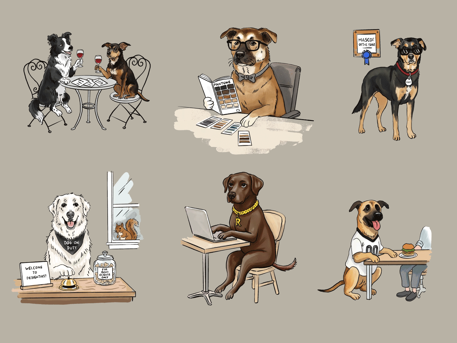 Illustrated Office Dogs — Animated Series adobe fresco after effects animated gif animation branding illustration character design character illustration digital illustration dog illustration editorial illustration handdrawn icon design illustration series motion illustration pet portrait