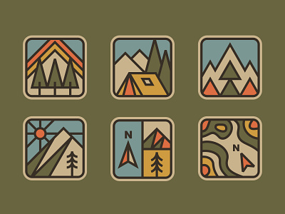 Simple Outdoor Badges 2 adventure badge camping hiking illustration logo mountain outdoor retro simple