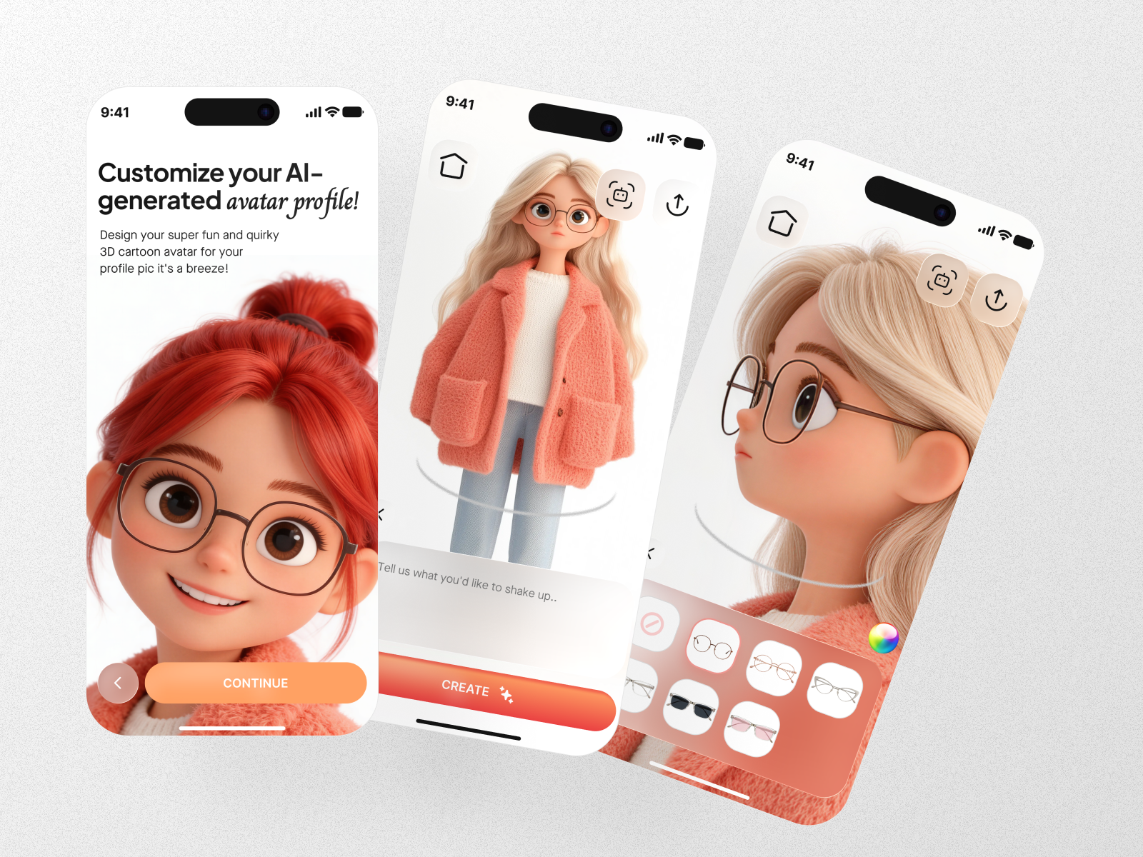AI Avatar Creator Mobile App 3davatar aiapp aiavatar aiux appdesign apppreview clean customizationapp designinspiration digitalavatar interface minimal mobile mobileapp mobileui onboardingdesign productdesign uidesign uiux uxdesign