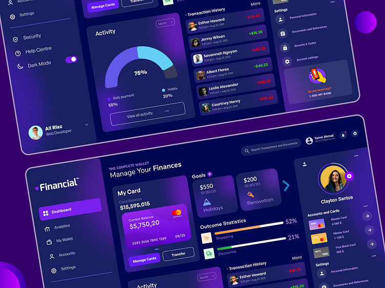 Financial Web Application Ui Design by Design Point 🏅 on Dribbble