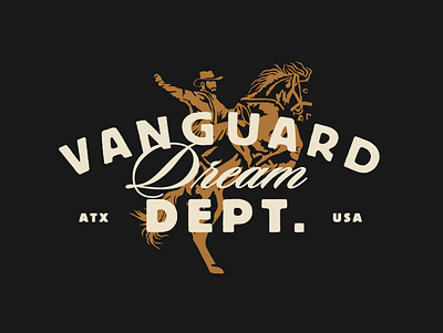 Vanguard Dream Dept. animal antique apparel bold cowboy drawing gritty grunge horse illustration merch nature typography vintage western