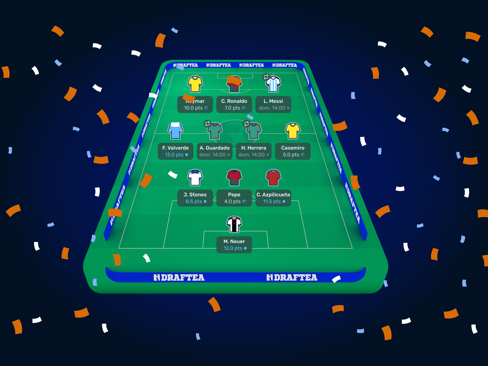 3D Stadium 🏟️ Fantasy Football App ⚽️ 3d app blender draft fantasy figma football futbol graphic design pick pitch soccer stadium worldcup