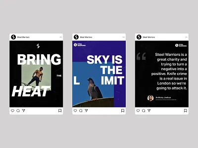 Steel Warriors - Instagram Post Designs branding charity design fitness instagram london social media ui design web design