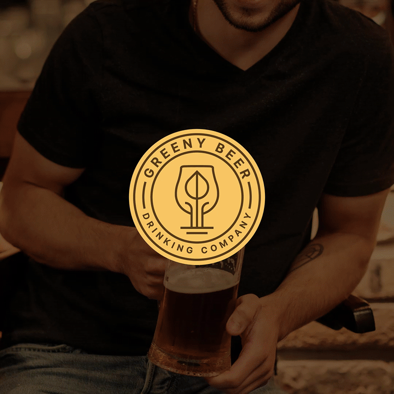 Greeny Beer Logo Design: Eco-Friendly Wine Glass Branding ai brand identity branding circle circular design design logo fresh graphic design icon illustration leaf logo logo design logos logotype timeless ui wine