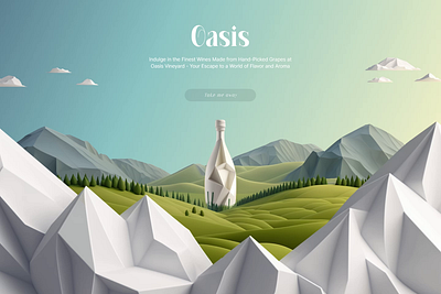 Oasis Wine 3d 3d website ai branding dalle figma generated images home page illustration low poly mid journey motion graphics parallax ui web design webflow wine