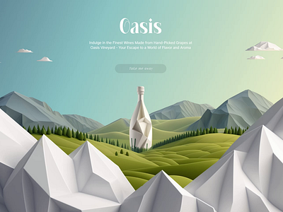 Oasis Wine 3d 3d website ai branding dalle figma generated images home page illustration low poly mid journey motion graphics parallax ui web design webflow wine