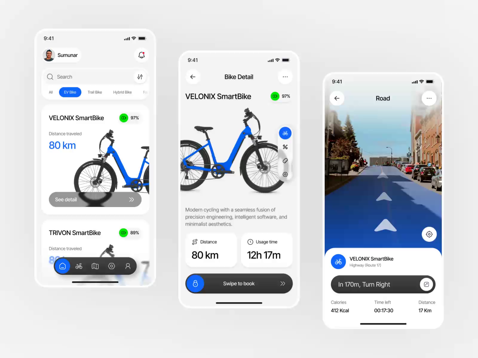 Example of Velonix SmartBike App – Modern Cycling