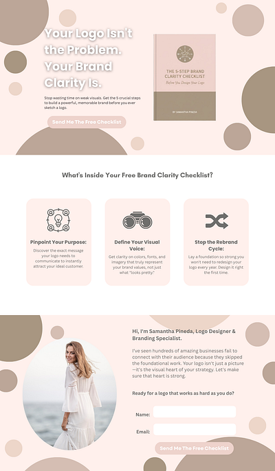 LOGO DESIGNER LANDING PAGE SAMPLE canva funnel graphic design landing page landing page design systeme.io web design