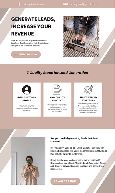 LEAD GENERATION LANDING PAGE SAMPLE canva funnel graphic design landing page landing page design systeme.io web design