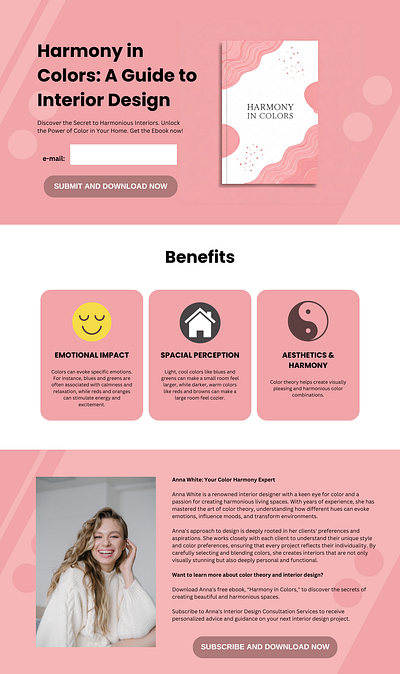 INTERIOR DESIGNER LANDING PAGE SAMPLE canva funnel graphic design landing page landing page design systeme.io web design