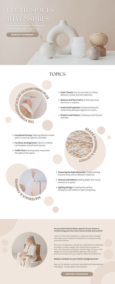 INTERIOR DESIGNER LANDING PAGE SAMPLE canva funnel graphic design landing page landing page design systeme.io web design