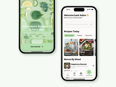 Recipe App app clean design food green mobile recipe ui ux