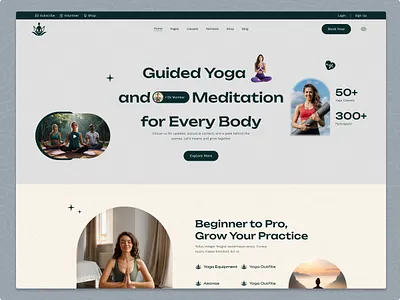 Yoga Classes and Equipments branding design ecommerce graphic design hero banner herosection landing page logo shop shopify typography ui ux web website wellness yoga