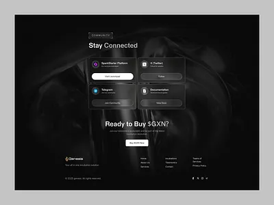 Genesis - Website footer design black blockchain call to action clean ui contact crypto cta figma financial fintech footer landing page minimal saas trading ui uidesign ux uxdesign web design