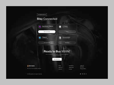 Genesis - Website footer design black blockchain call to action clean ui contact crypto cta figma financial fintech footer landing page minimal saas trading ui uidesign ux uxdesign web design