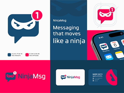 NinjaMsg – Smart Messaging with Attitude 2d logo 3d logo app icon app logo brand design brand identity brand style guide branding corporate branding creative logo creative logo design graphic design logo design logotype minimalist logo design motion graphics personal branding tech logo typography unique logo