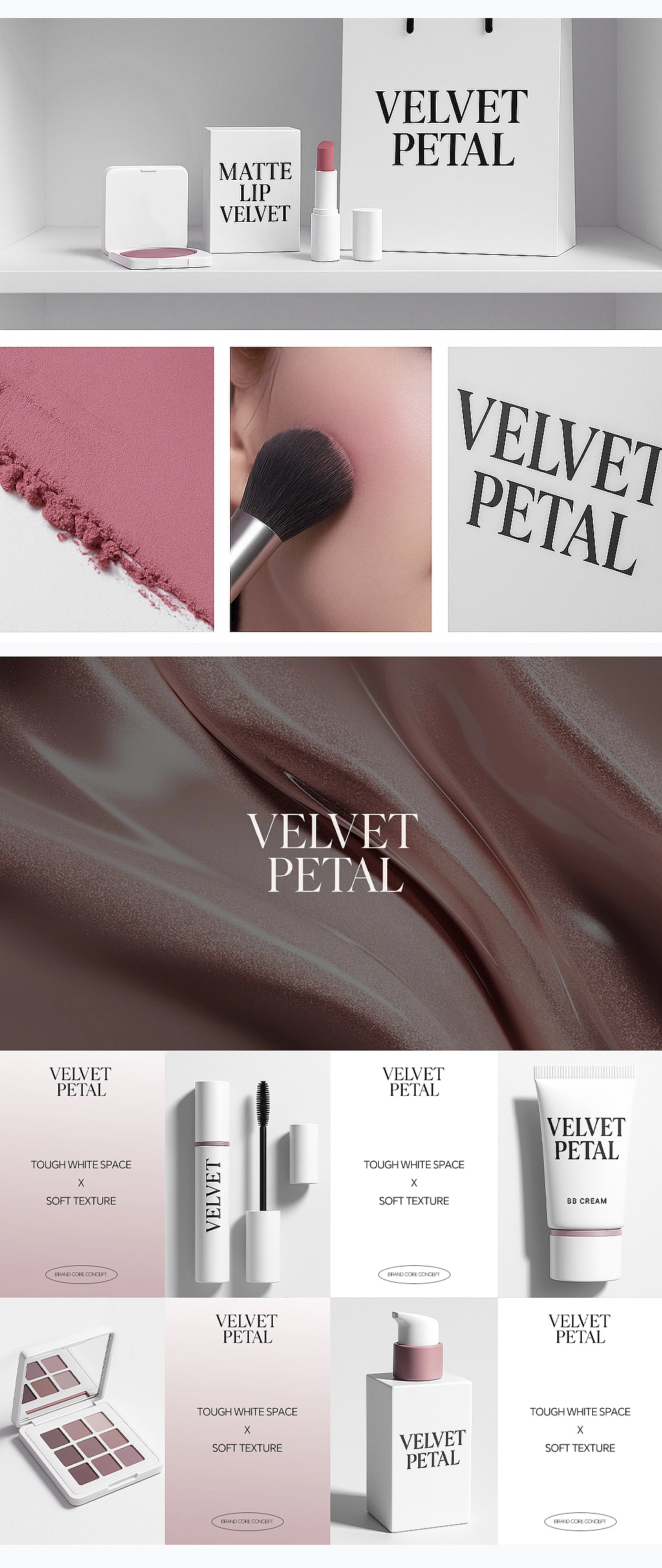 Velvet Petal | Makeup Brand Design ai created works ai creation ai design brand customization brand full case design cosmetics makeup brand poster design skincare visual design