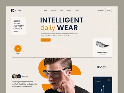 LYRO - Smart Glasses Landing Page Ui Design ai concept ecommerce glasses interface landing page product service shop shopping smart startup technolody ui ui design ux web design website