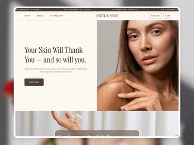 Beauty store template landing page aesthetic store beauty beauty store figma design framer landing skincare uiblockify webdesign