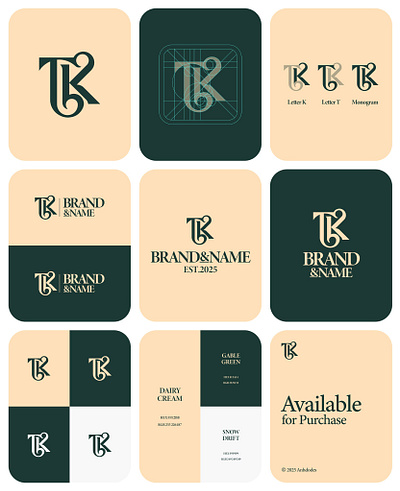 TK or KT monogram typography Exclusive Logo Design for Sale anhdodes branding calligraphy design icon letter letter k letter t logo logo design logo designer logodesign monogram symbol typography