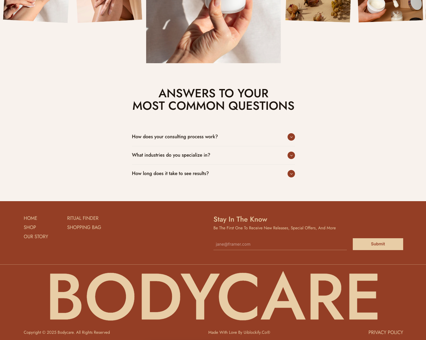 Footer design component beauty design beauty store components copy to figma design figma figma design footer footer section graphic design illustration landing section uiblockify uiux