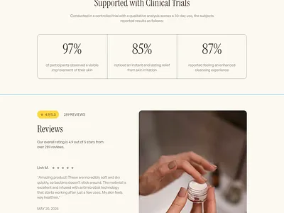 Benefits+Reviews section components landing beauty store 3d animation beauty store benefits branding comment components copy to figma figma design graphic design illustration landing logo motion graphics review section