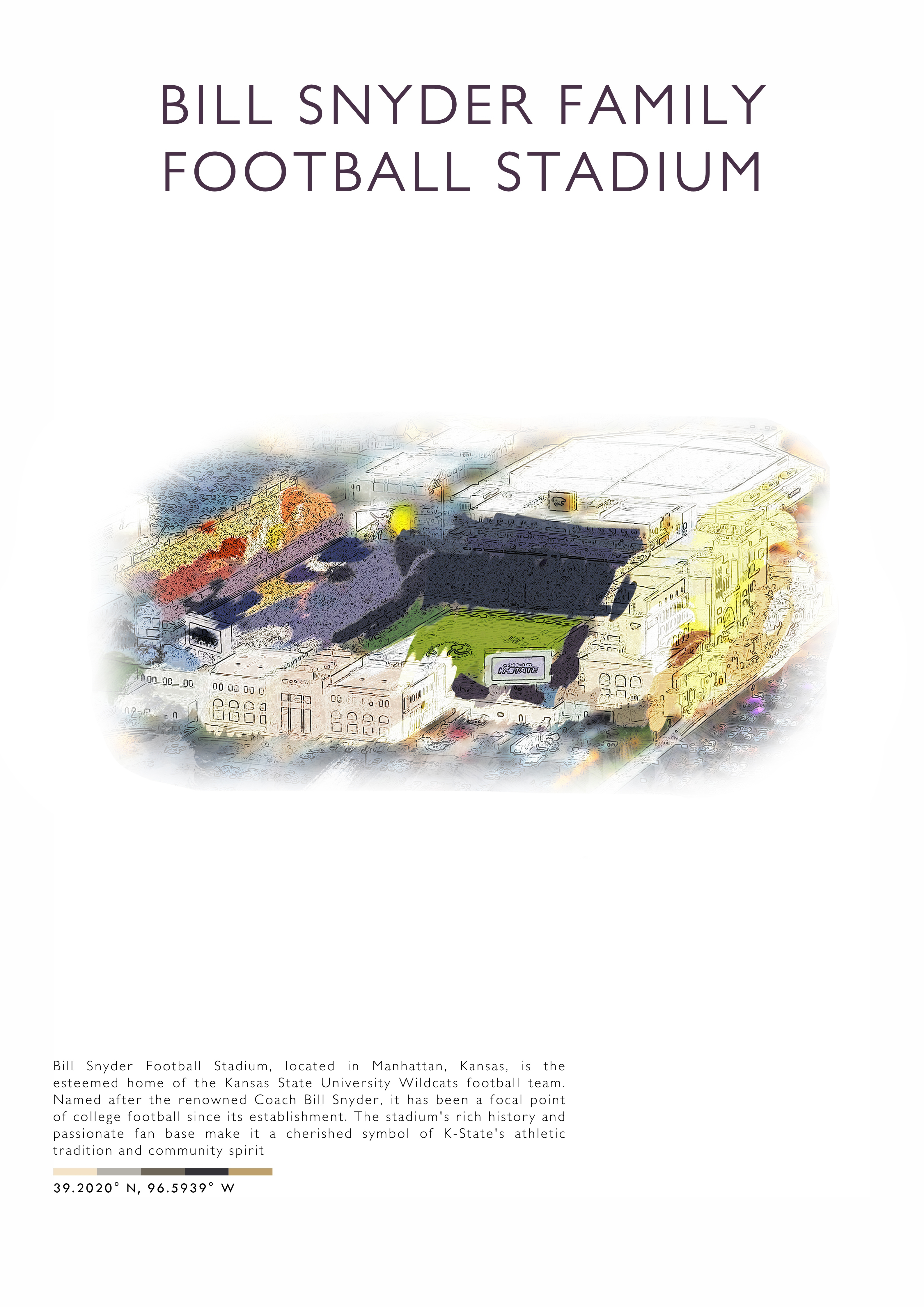 FOOTBALL POSTER american football bill snyder concept football football stadium illustration pastel photoshop poster water color