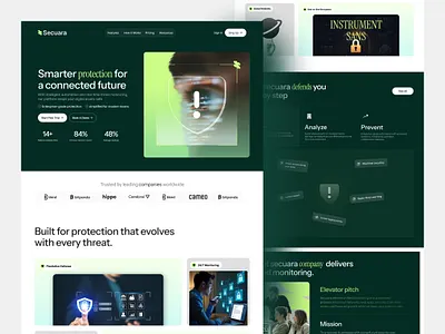 Cybersecurity SaaS Landing Page clean ui cybersecurity dark mode homepage landing page minimal ui modern ui product design saas tech design ui ux design web design